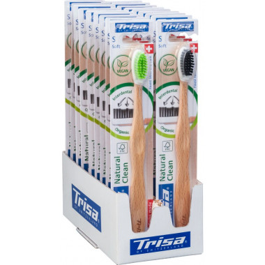 Trisa Natural Clean Holzzahnbürste soft Display 18 Stück